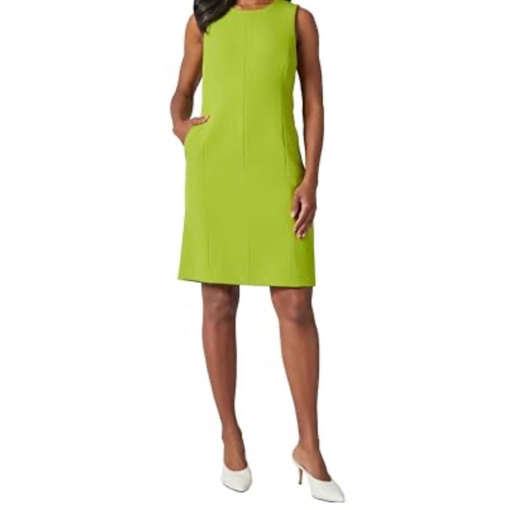 Kasper Lime Green Sleeveless Midi Dress